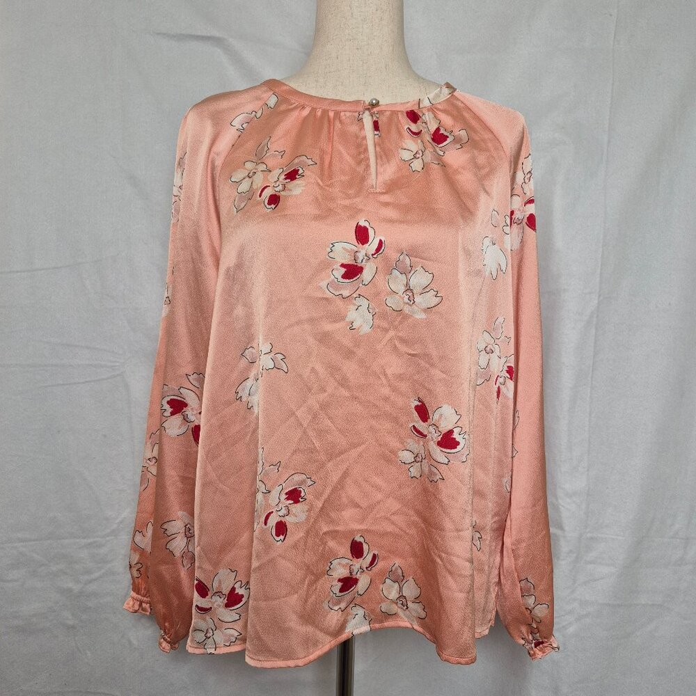 NWT Liz Claiborne Womens Long Sleeves Blouse Top Peach Size PL A806